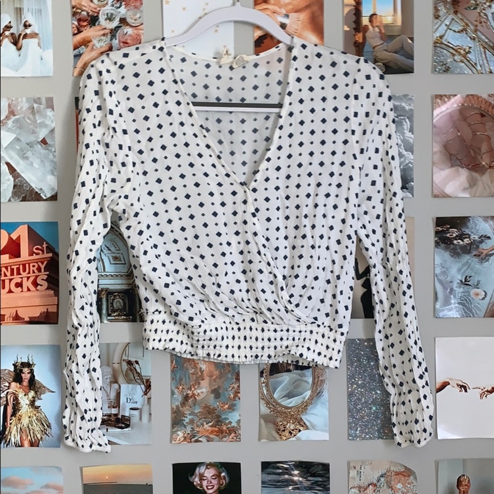 Ruched Wrap Top Long Sleeve